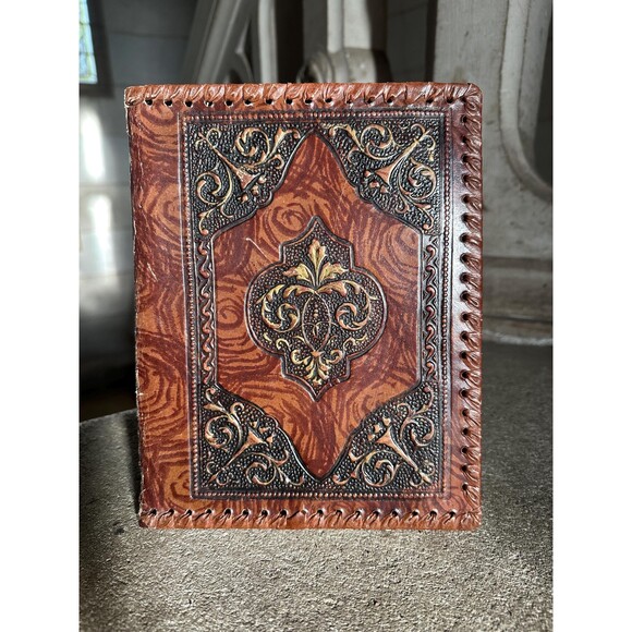 Vintage French Embossed Leather Notebook Cover For Journaling and Artists - Picture 1 of 4
